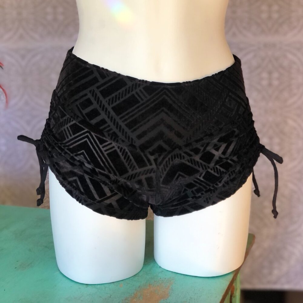 Black Velvet Cinch Shorts - Warrior Within Designs